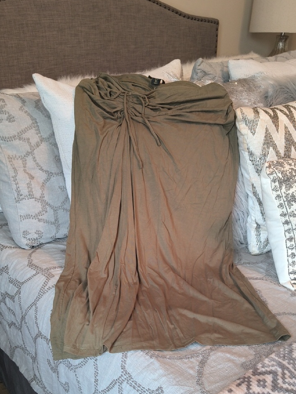 Women’s House Of Harlow Olive Green Drawstring Skirt